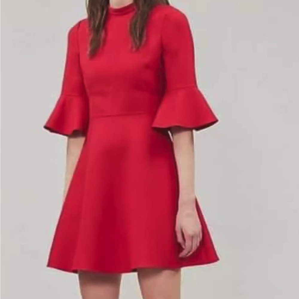 Valentino Garavani Red Flare Sleeve Mini Dress